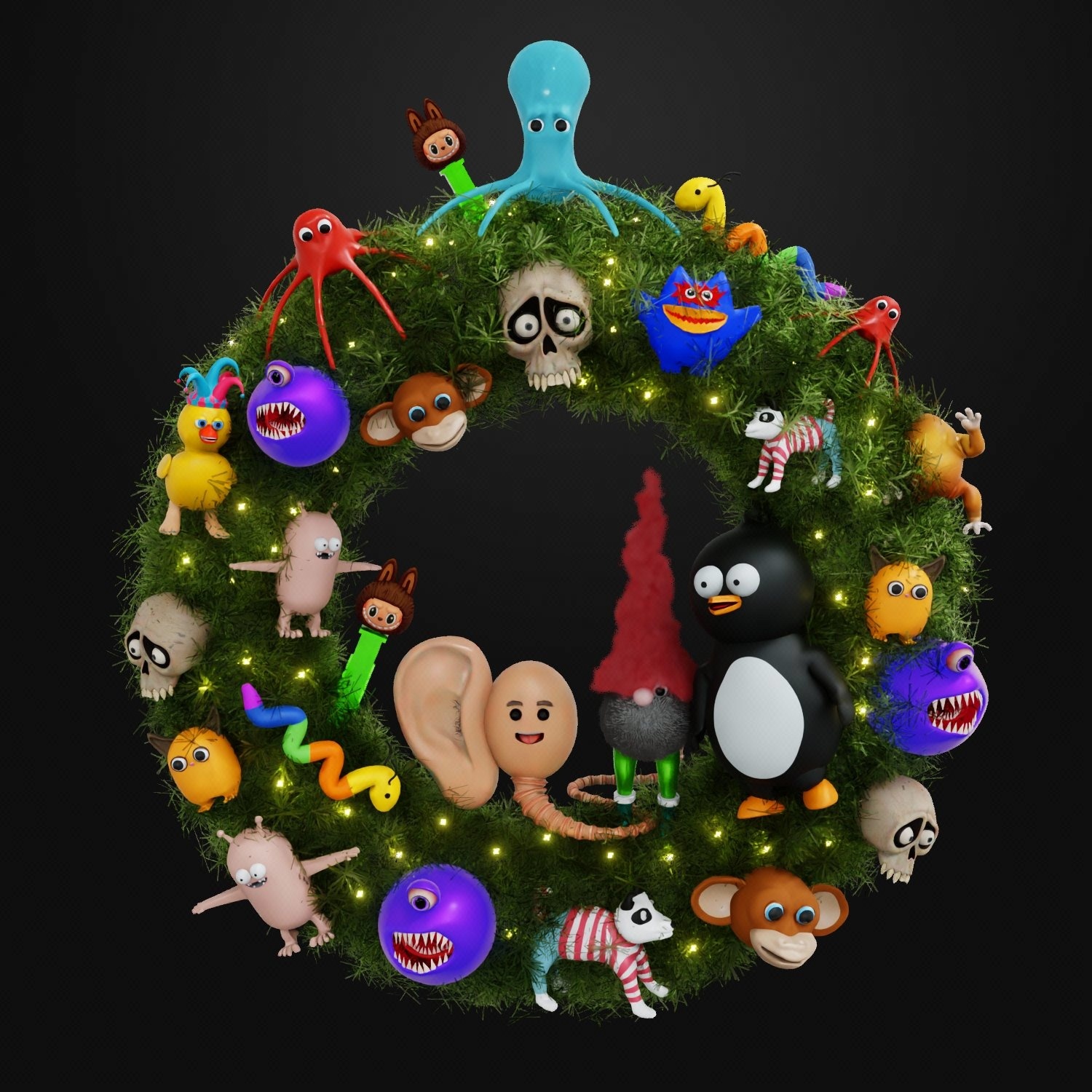 1 Hour • 1 Object Theme: Crazy Wreath. Collection of my recent 3D characters.