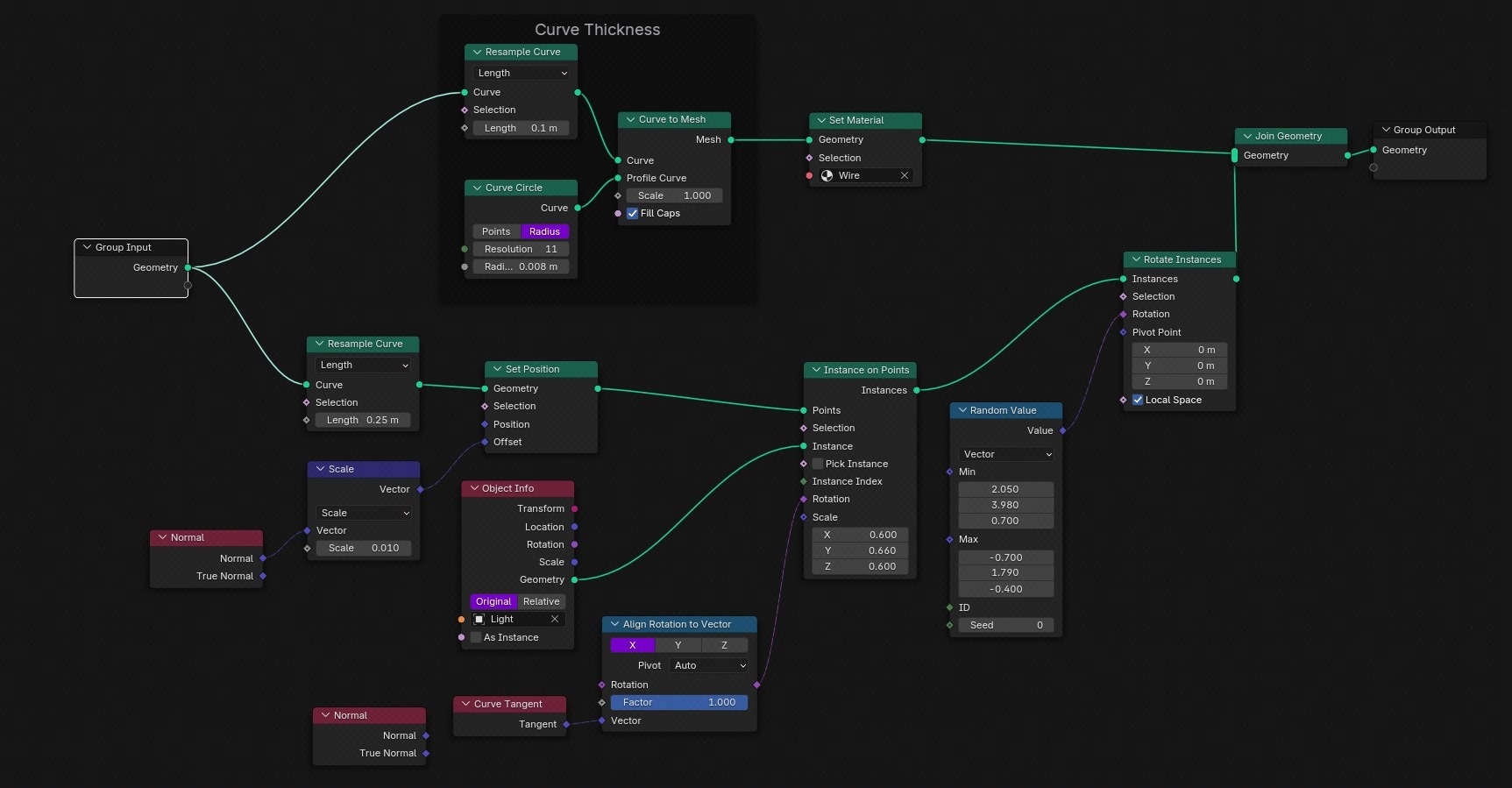 This is my geonode setup for the lights.