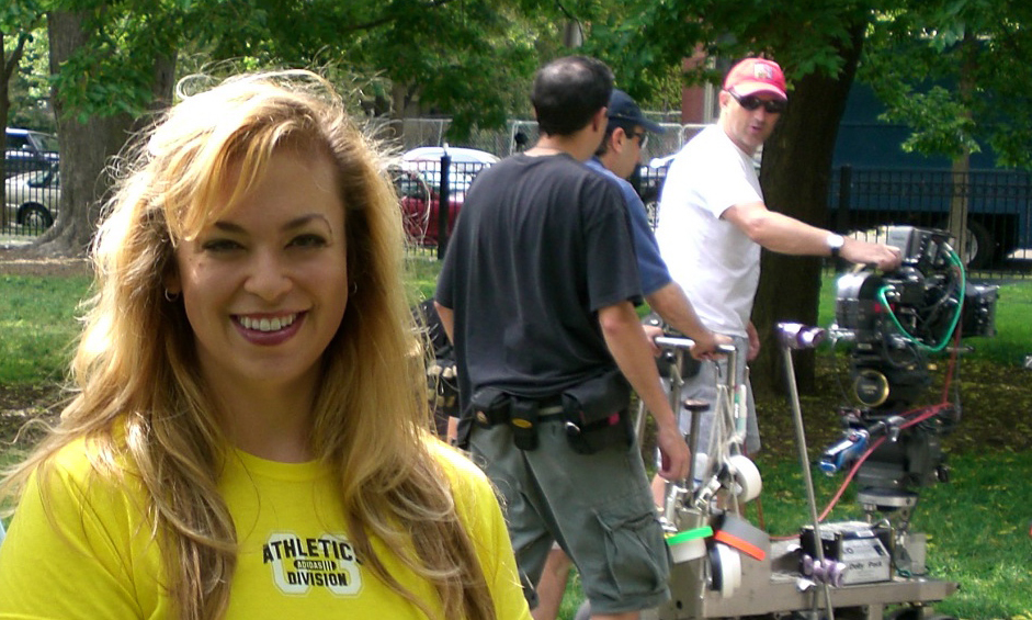 Carolyn Farino on set