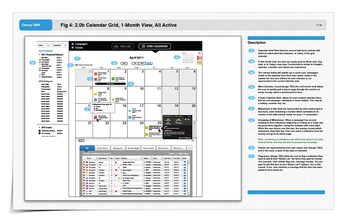 Wireframe: Calendar Grid