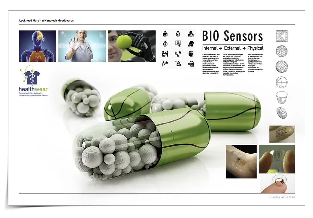Lockheed Martin Nanotechnology iPad App. Mood board for Nanotechnology used in bio sensors.