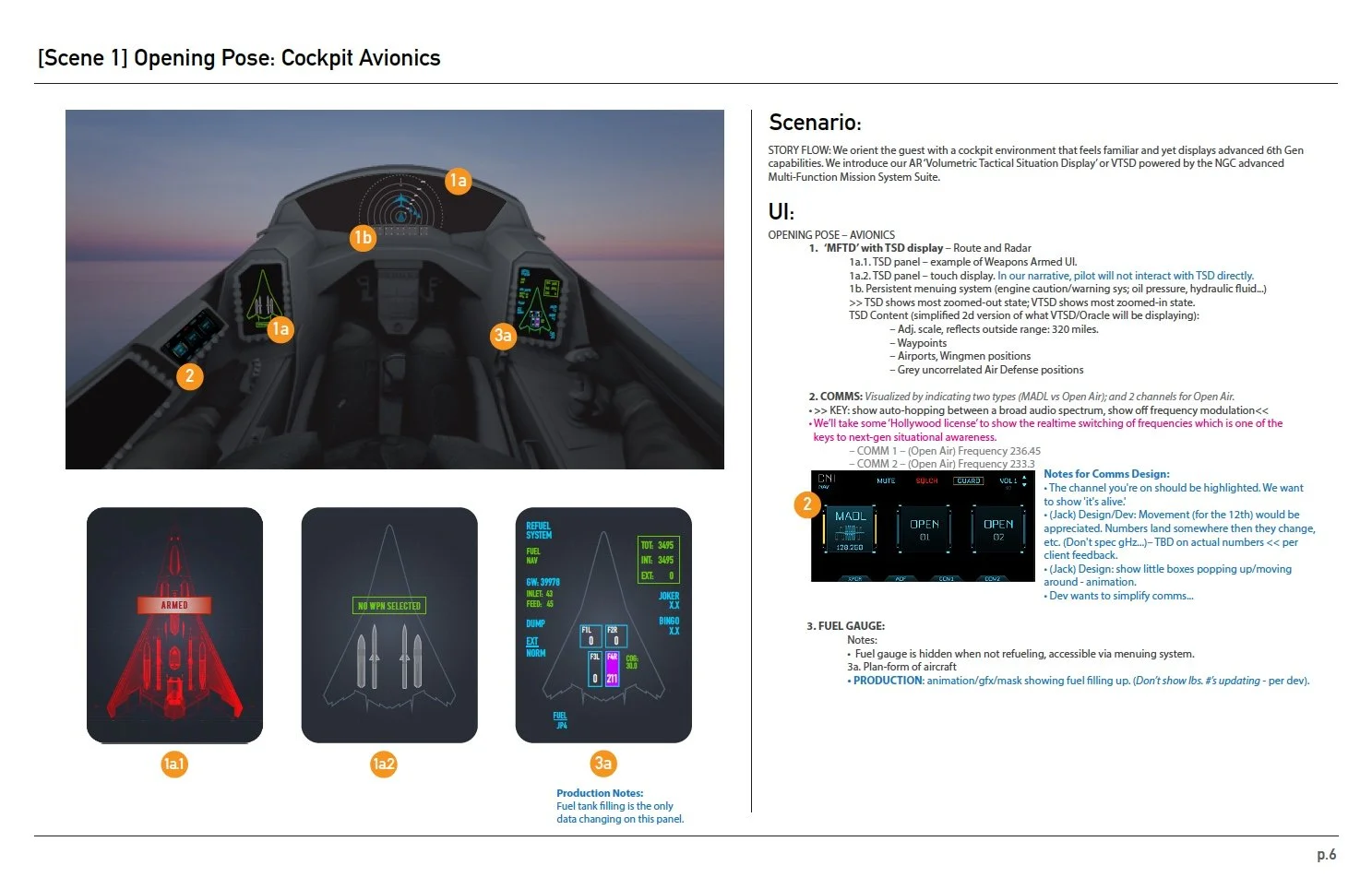 Wireframe: Cockpit Avionics, Onboarding First Stage of the Simulation