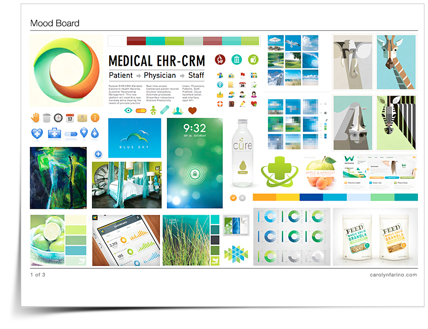 Creative: Mood Board 1. First of three mood boards, presenting options for look and feel direction.