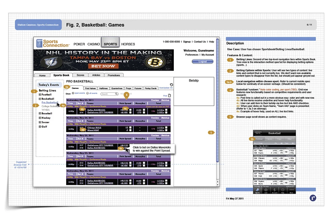 Wireframe: Pro Basketball-specific interactions, including a new global tool tip feature.